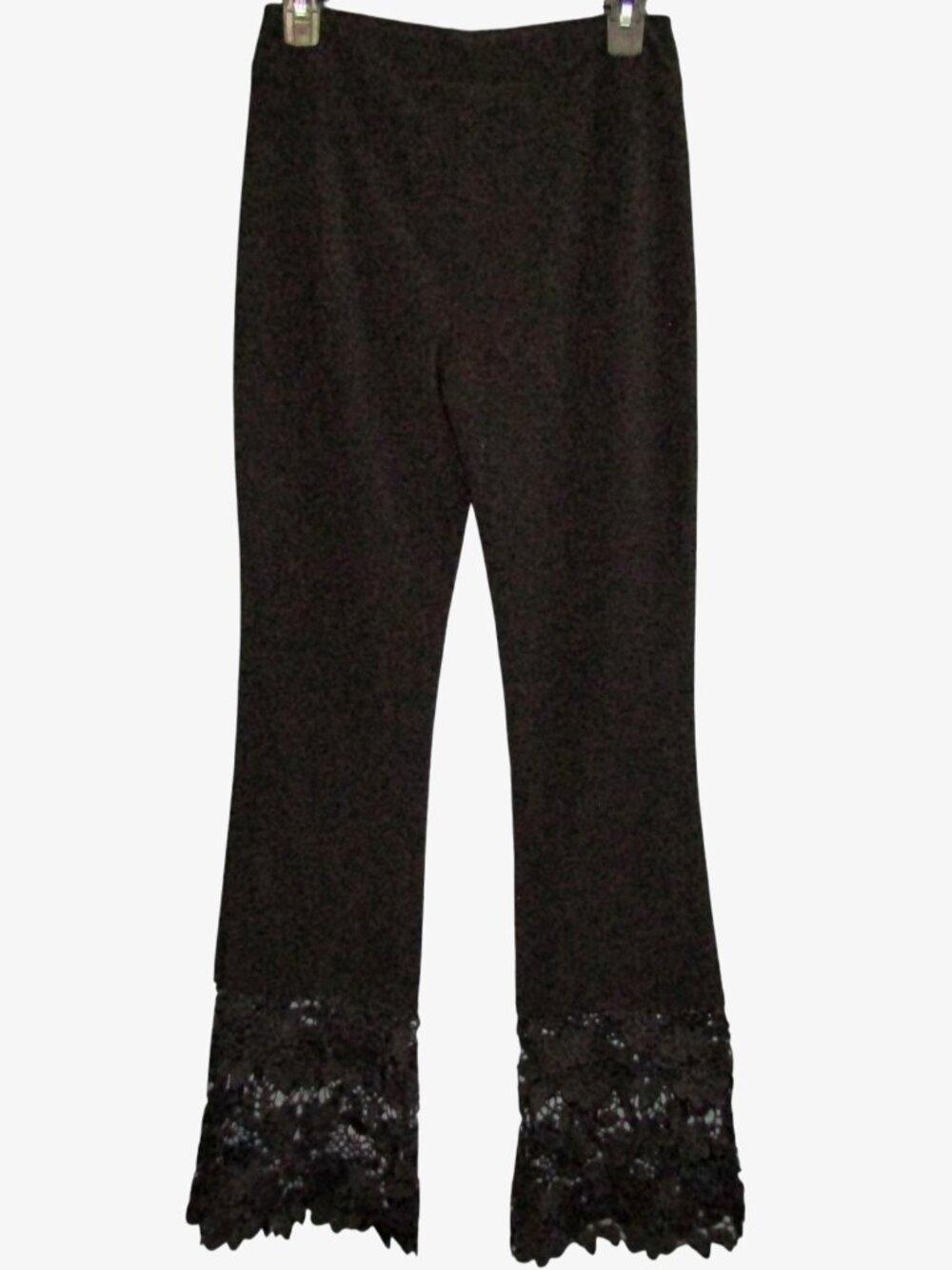 Joseph Ribkoff Black Knit Pants Floral Lace Hem Womens Size 4 Stretch Retro